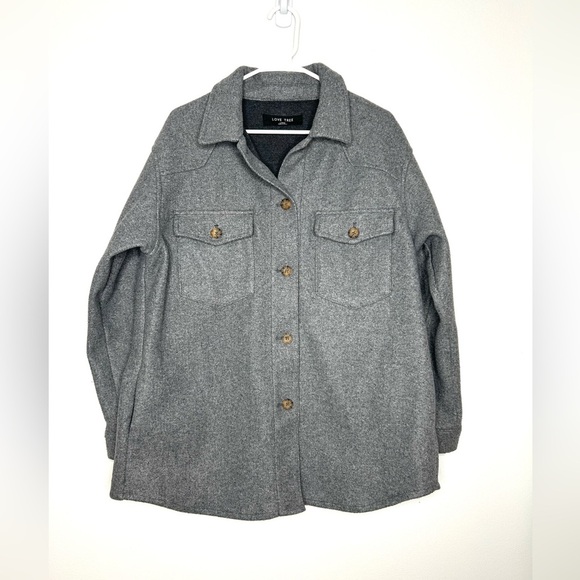 Love Tree Jackets & Blazers - Love Tree Shacket Sz L Gray Pockets Cozy Fall Winter
